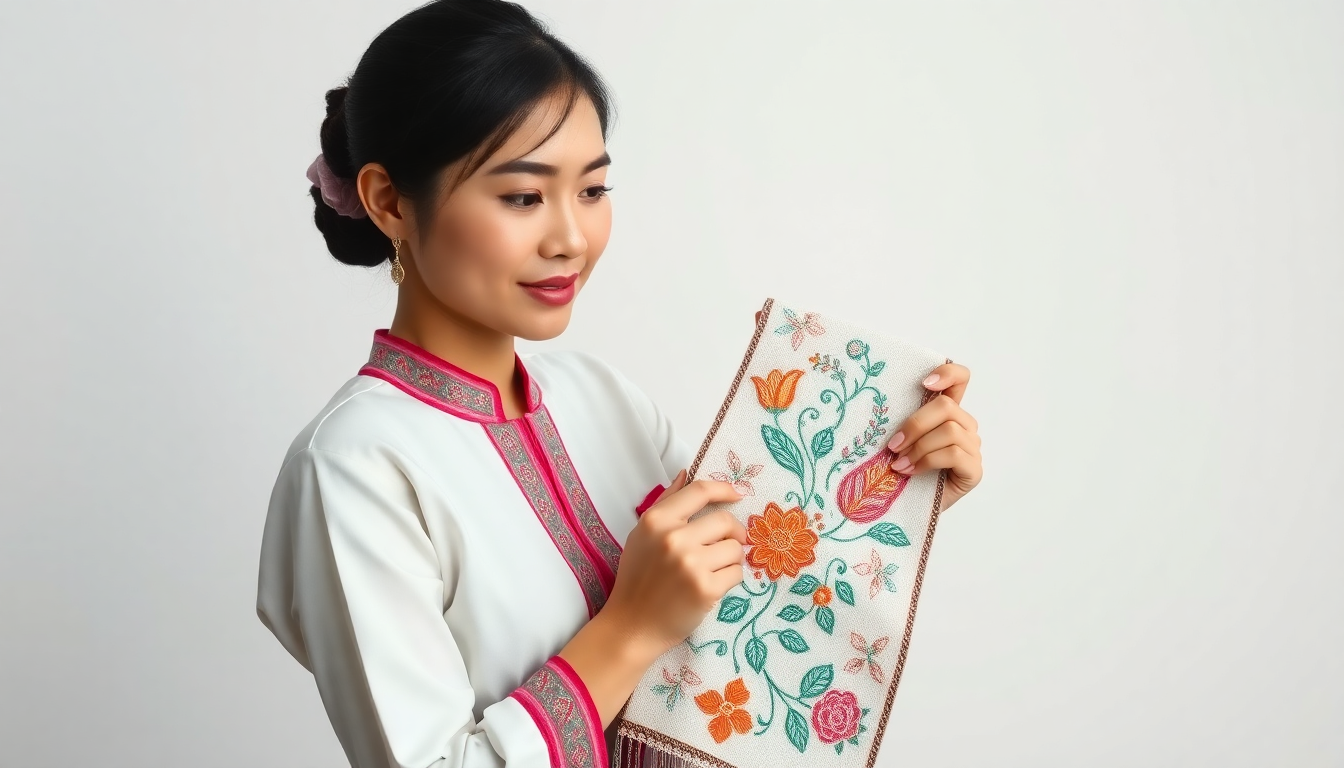 Lá cờ thêu sáu chữ vàng: The Golden Thread Embroidery Flag