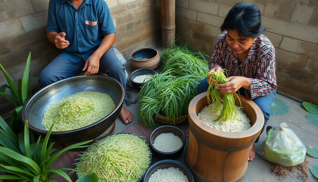 Người dân và nghề làm cốm