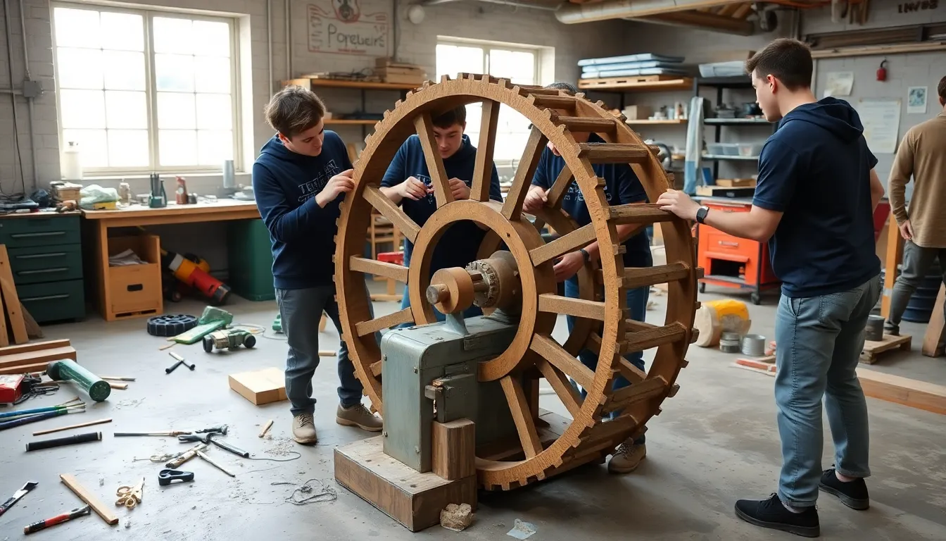 Erstes Treffen: Aufbau des Wasserrads