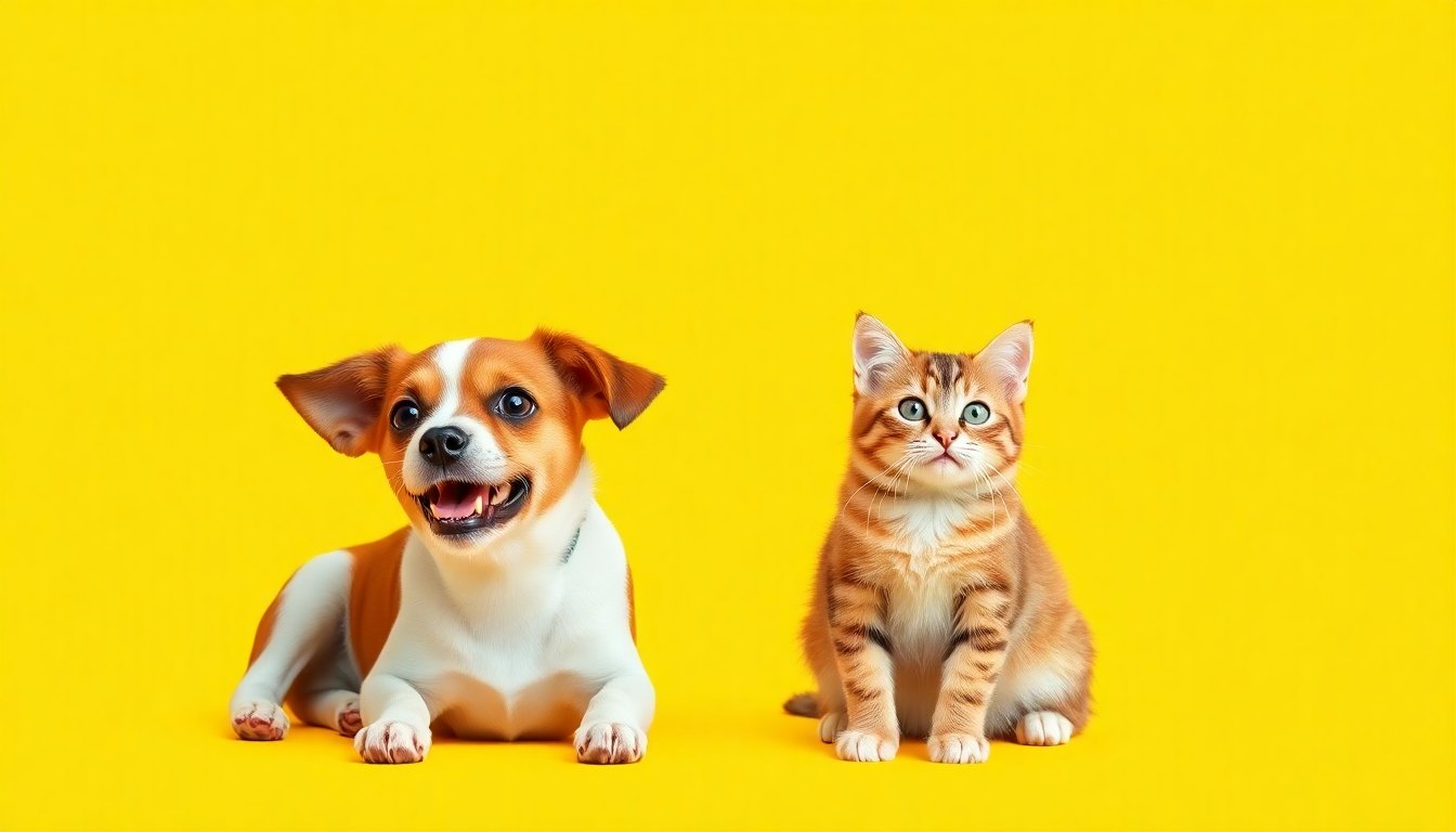 Yellow-Themed Dog vs Cat Comparison
